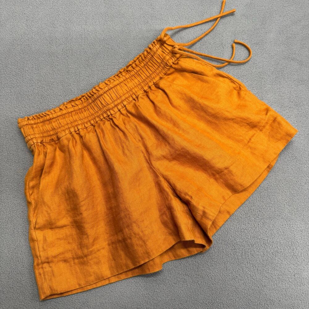 J Crew Linen Pull On Elastic Waist Shorts Womens XXS Burnt Orange Casual Comfy
